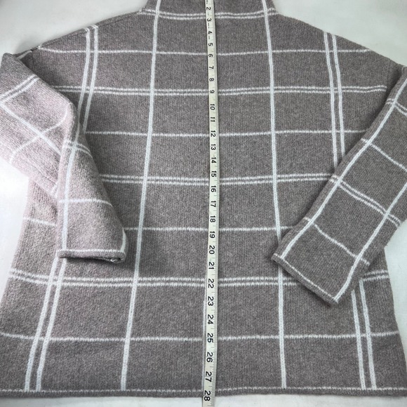 Beige Wool Plaid Mock‎ Neck Pullover Sweater Large Christian Siriano New York - Picture 5 of 9